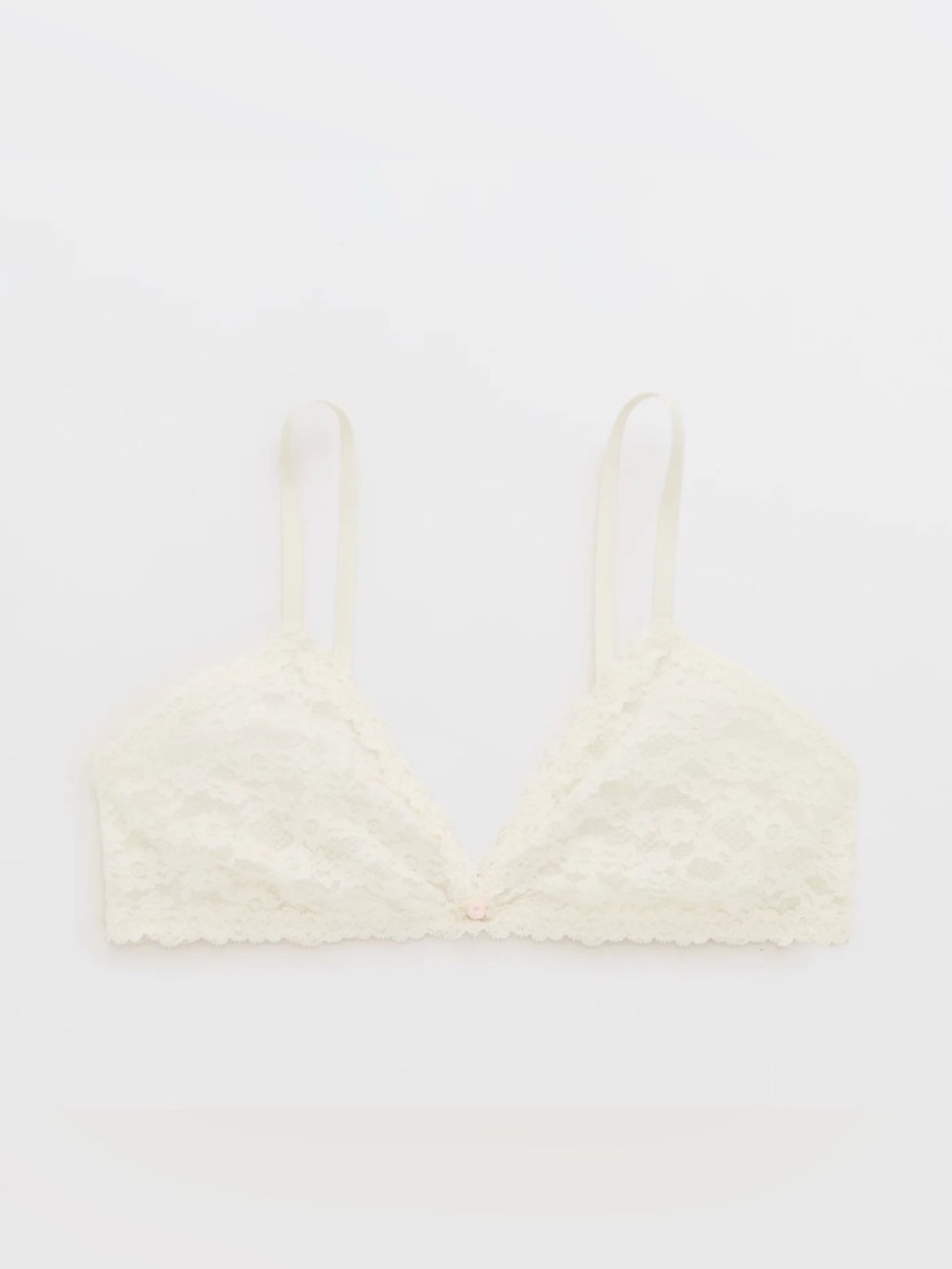aerie Lace Triangle Bralette in Ivory